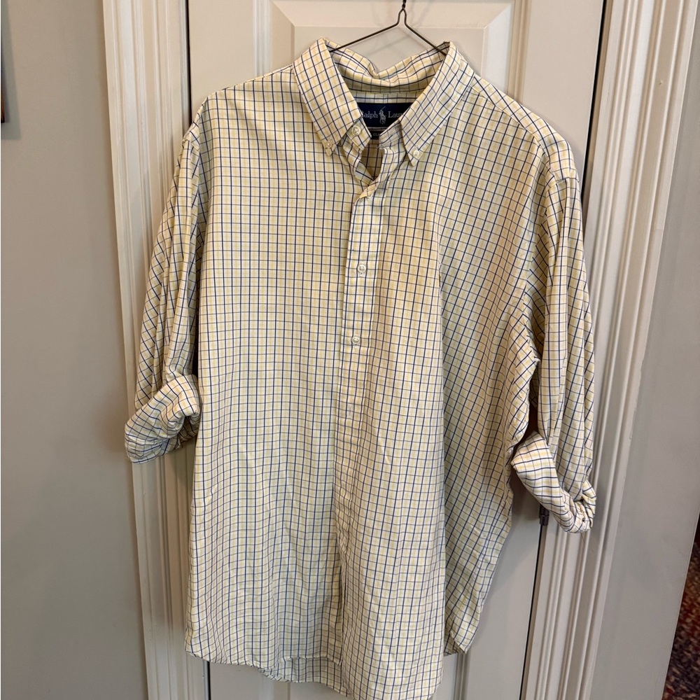 Ralph Lauren Beige and Navy Plaid Shirt